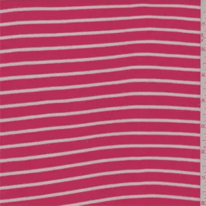 1 1/4 YD PC-Poppy/White Stripe Baby Rib Knit Fabric