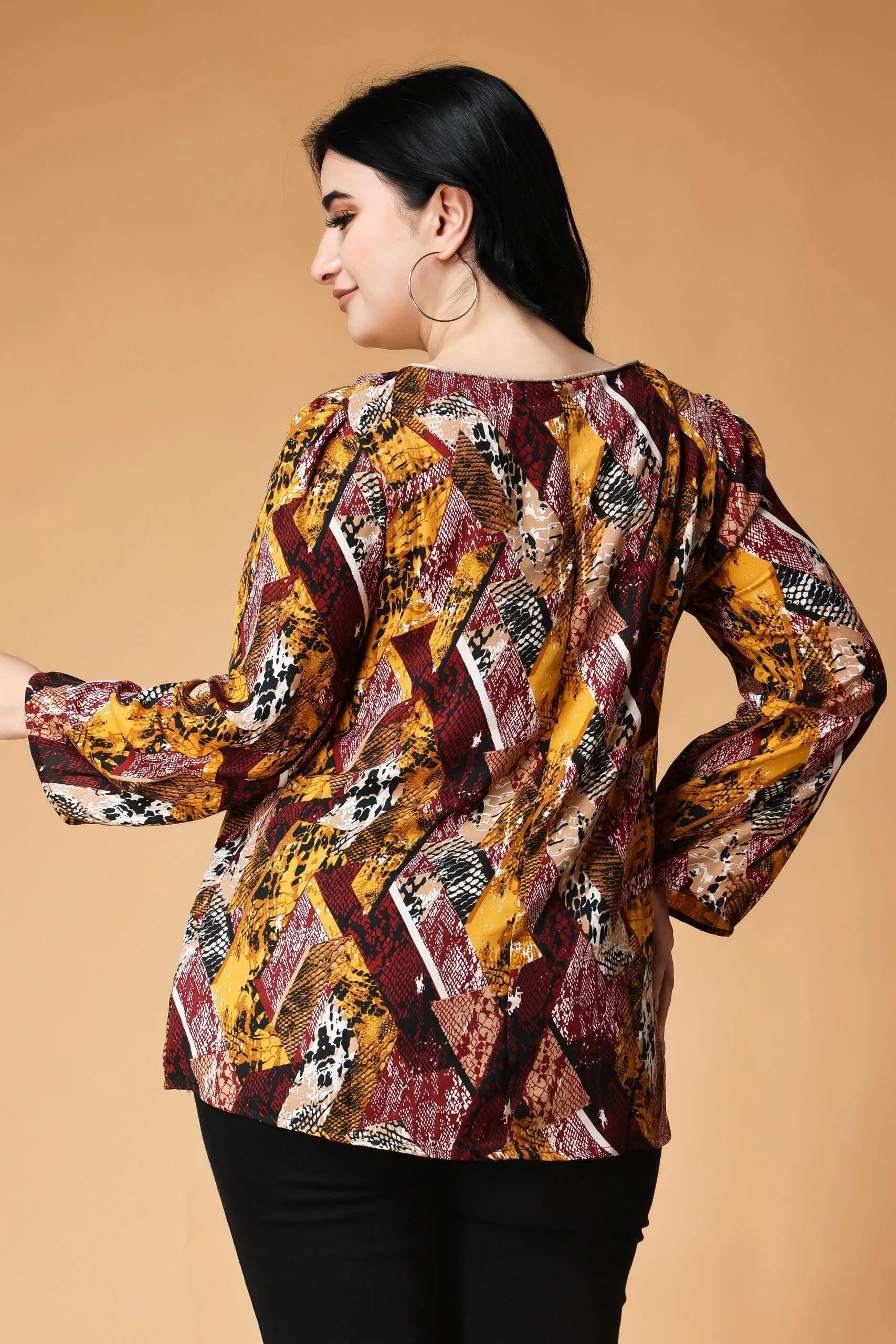 Abstract Square Printed Flared Top