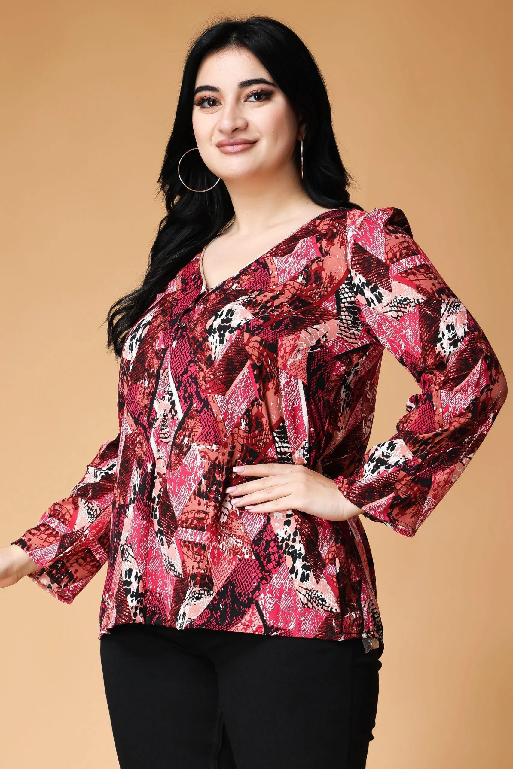 Abstract Square Printed Flared Top