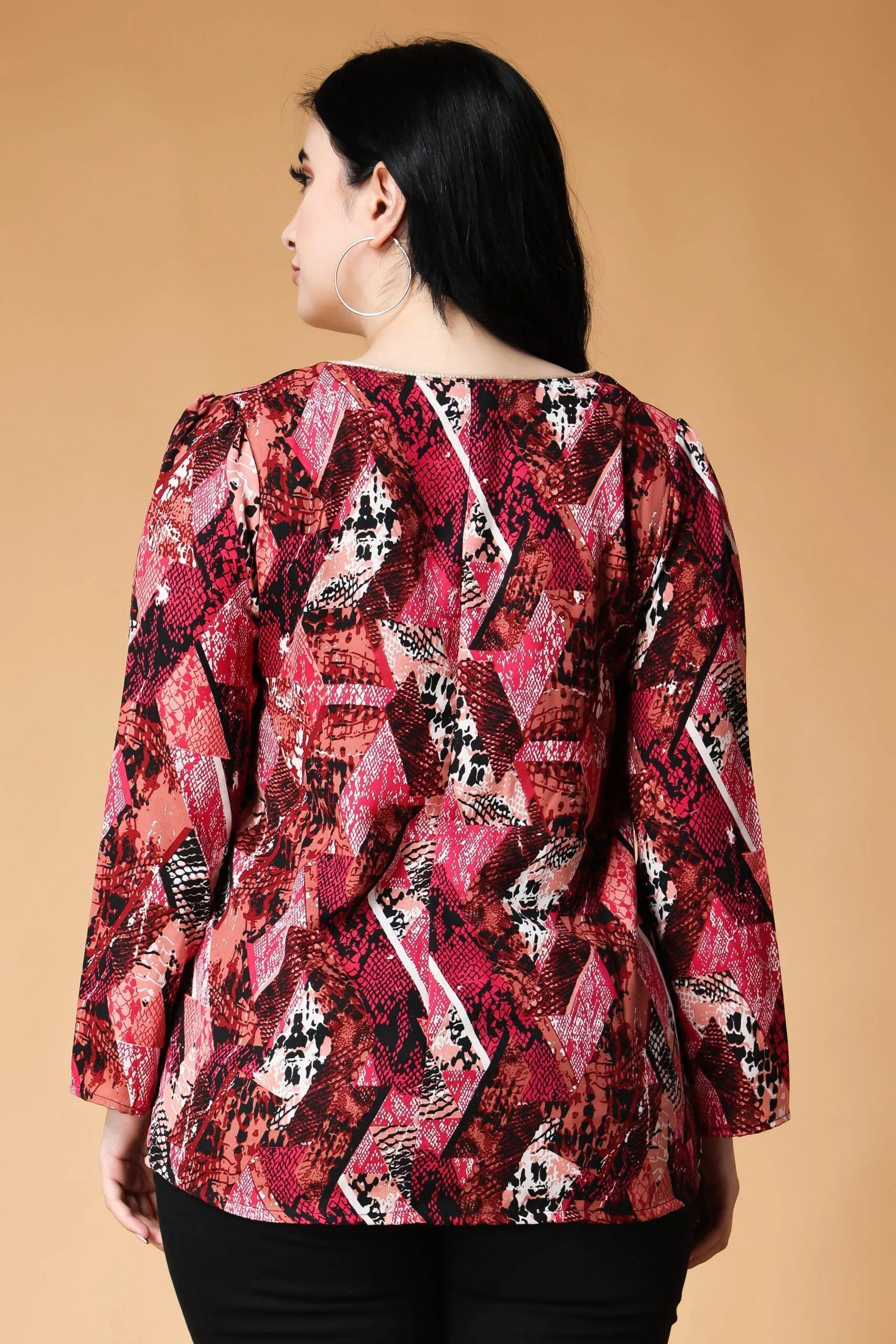 Abstract Square Printed Flared Top