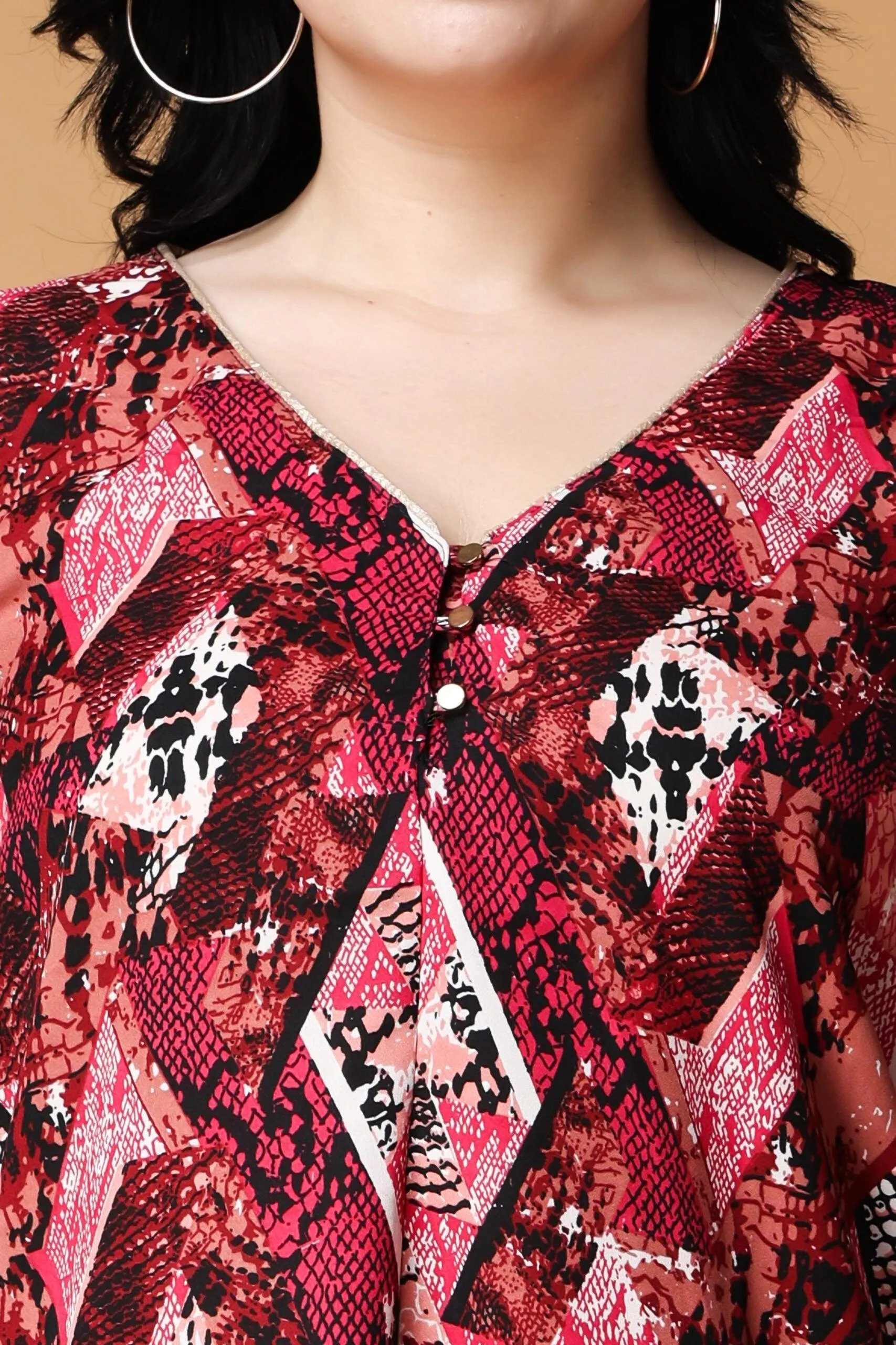 Abstract Square Printed Flared Top