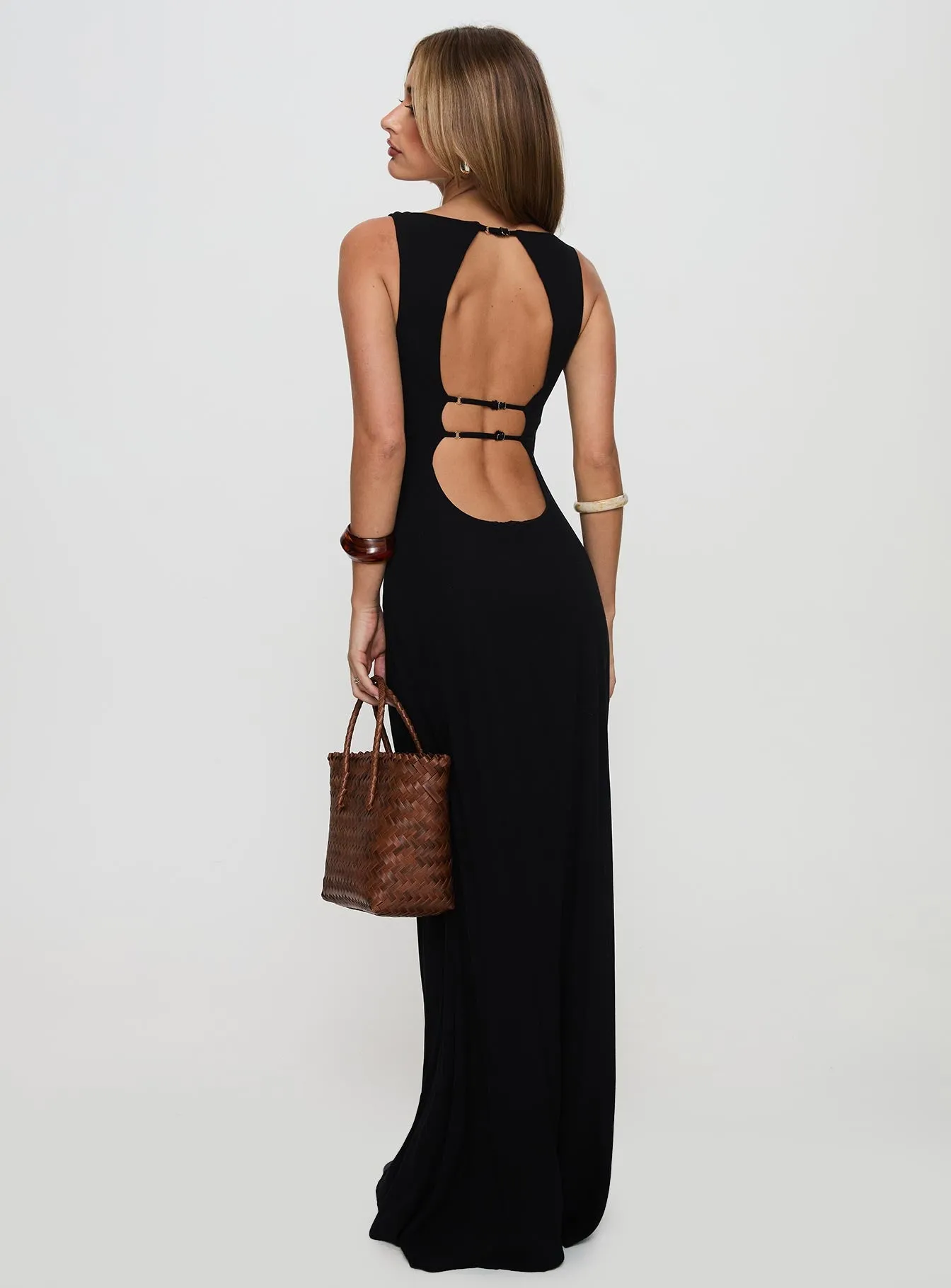 Ace Of Hearts Backless Maxi Dress Black