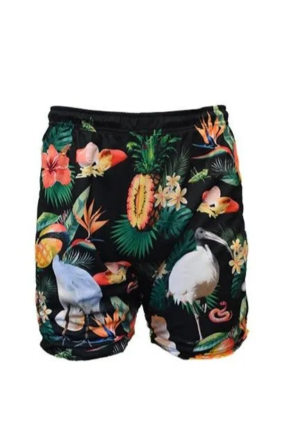 Adult Sun Safe Hawaiian Shorts - Bin Chicken Black