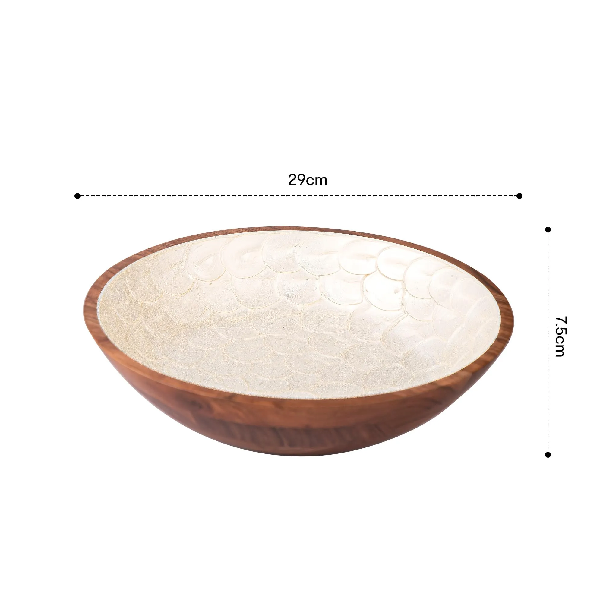 anko Exquisite Pearl Enamel Bowl | Acacia Wood | 29x29x7.5cm | 0.750 kg | Stylish and Functional Design | Certified Food Safe