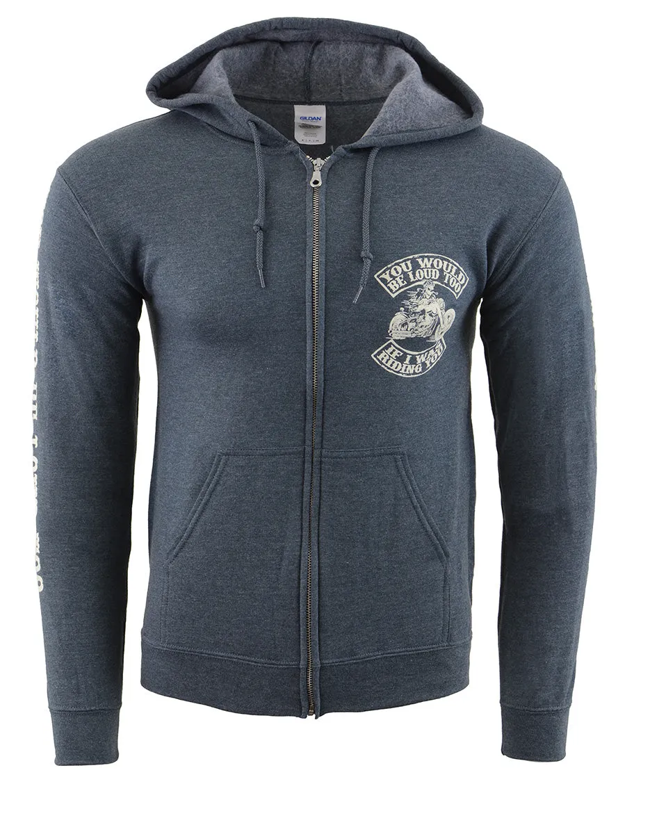 Biker Clothing Co. BCC118009 Men's Grey 'You Would Be Loud Too' Motorcycle Skull Hoodie