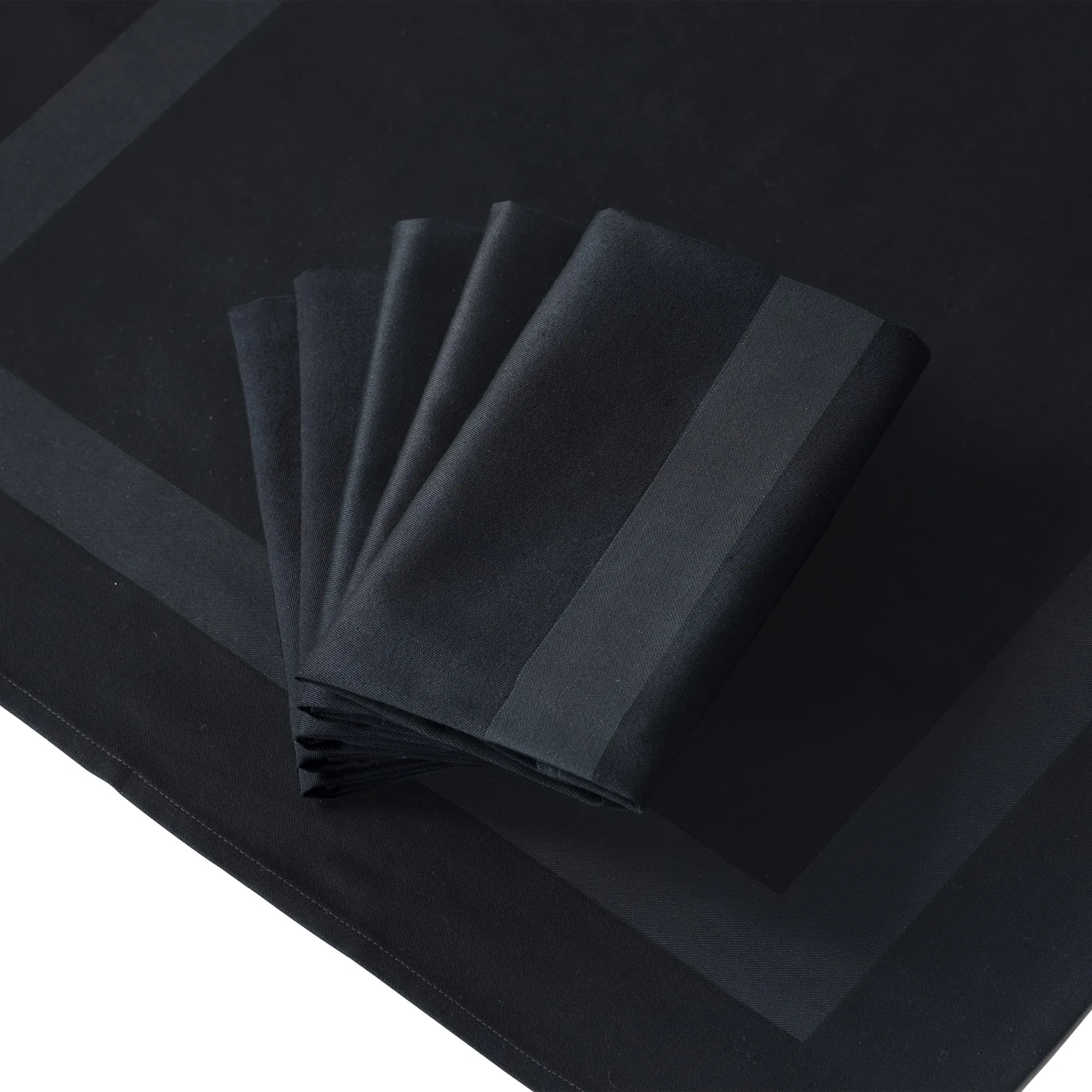 Black Satin Band 100% Cotton Cloth Dinner Napkins 21x21