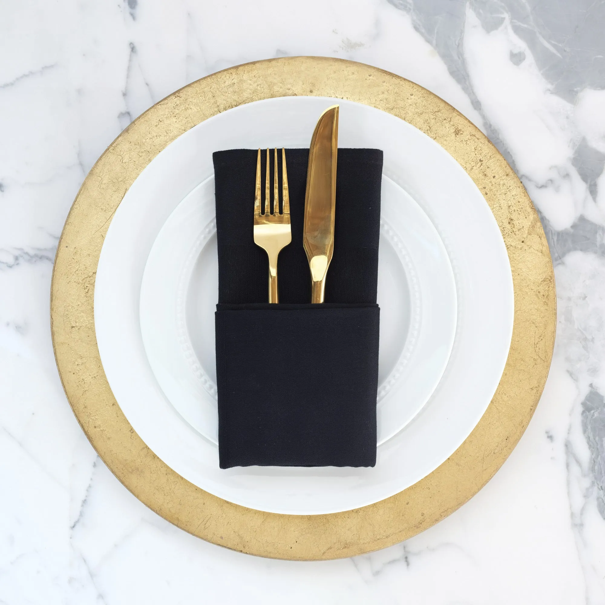 Black Satin Band 100% Cotton Cloth Dinner Napkins 21x21