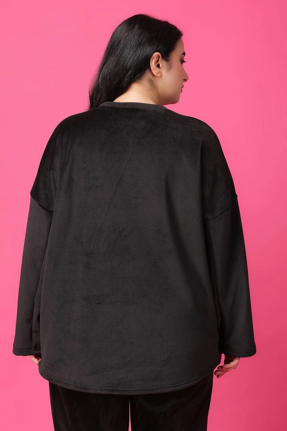 Black Solid Winter Top