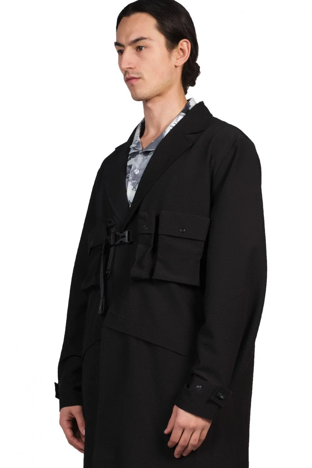 Black Utility Trench Coat