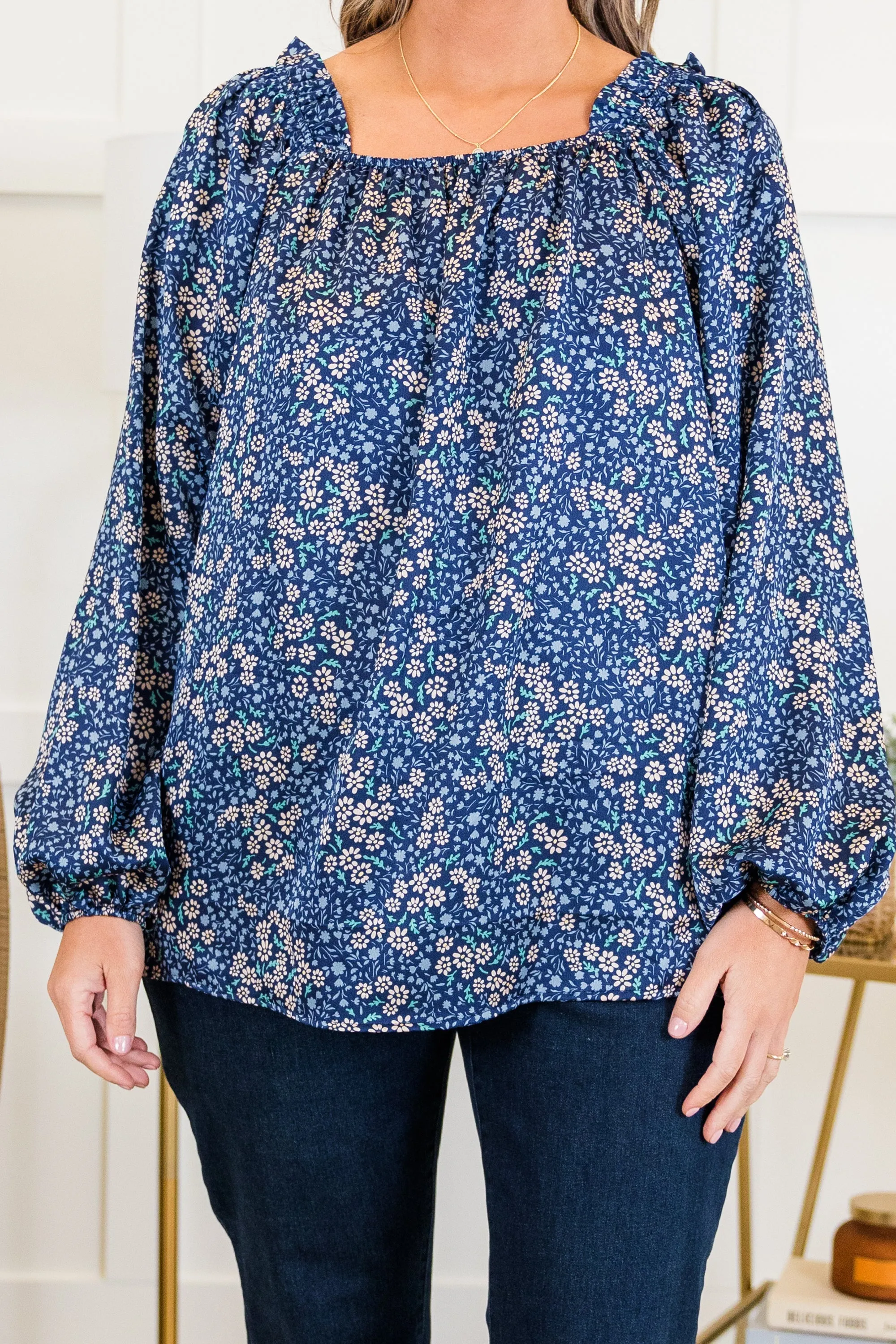 Bloom Later Top, Blue