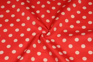 Bright Red Printed Cotton Satin Fabric