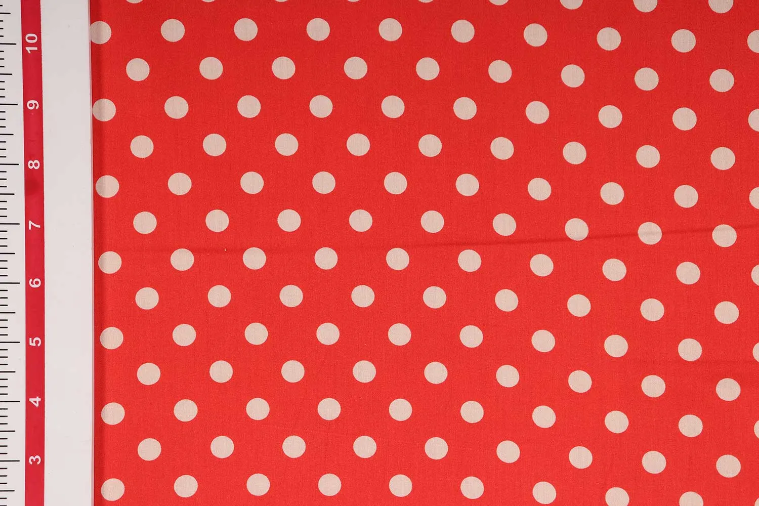 Bright Red Printed Cotton Satin Fabric