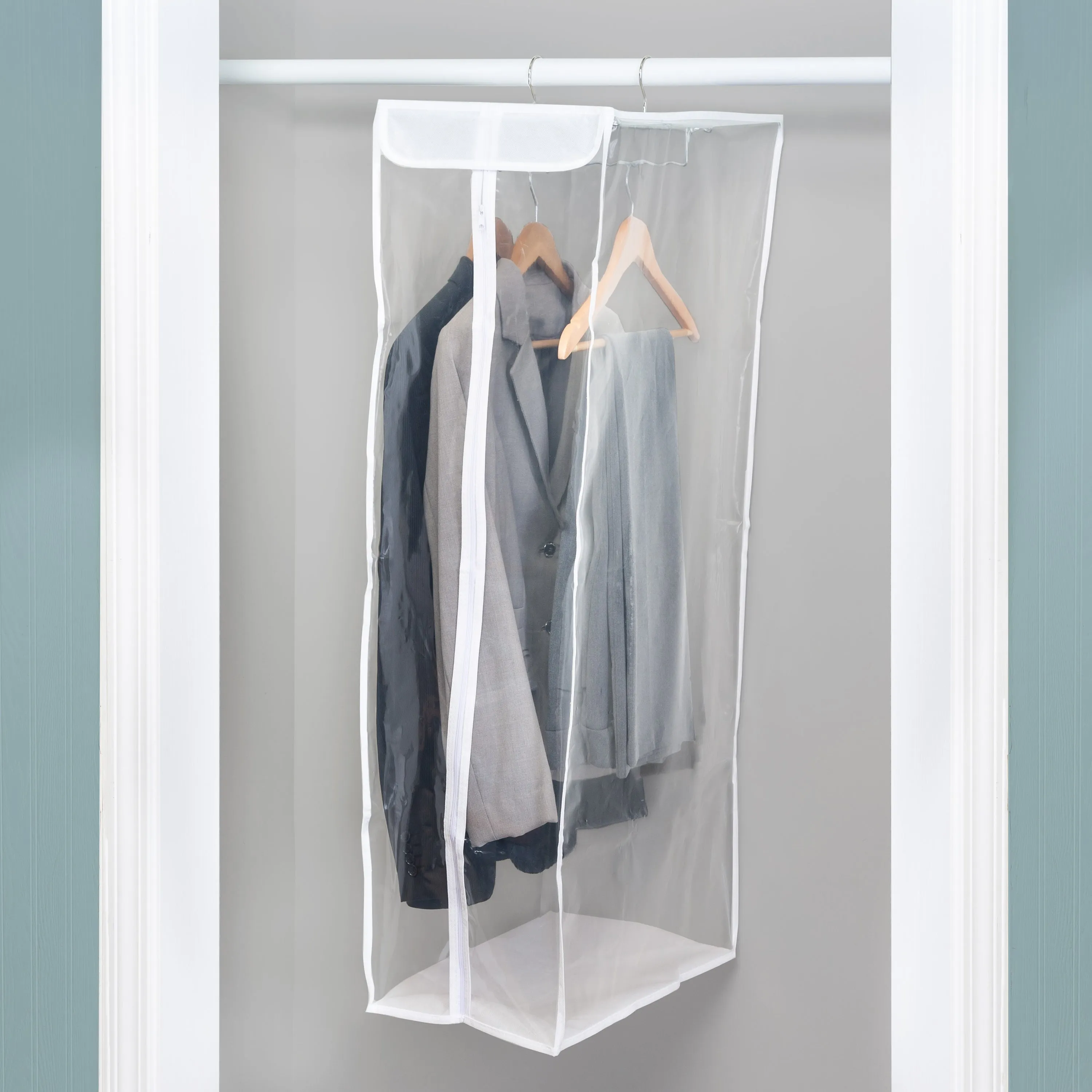 Clear/White Short Garment Storage Bag