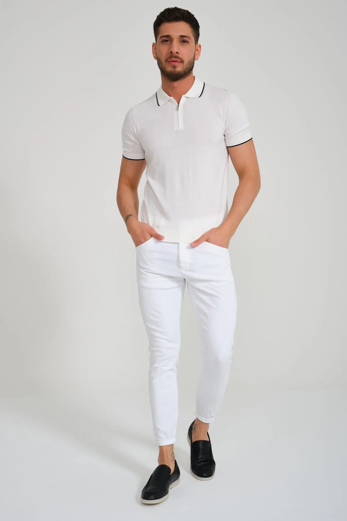 Cotton Zip Polo Shirt