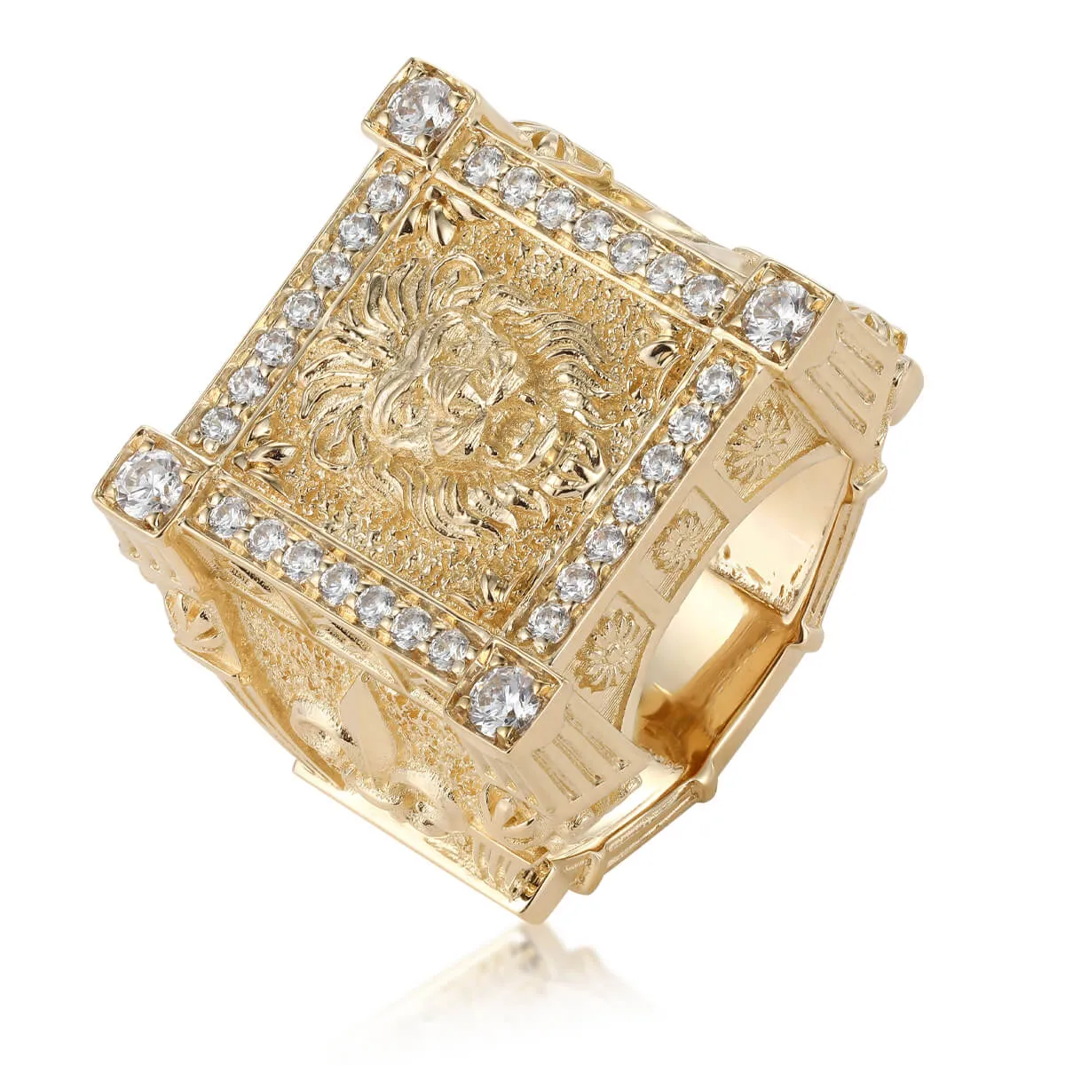 Diamond Border Lion Ring