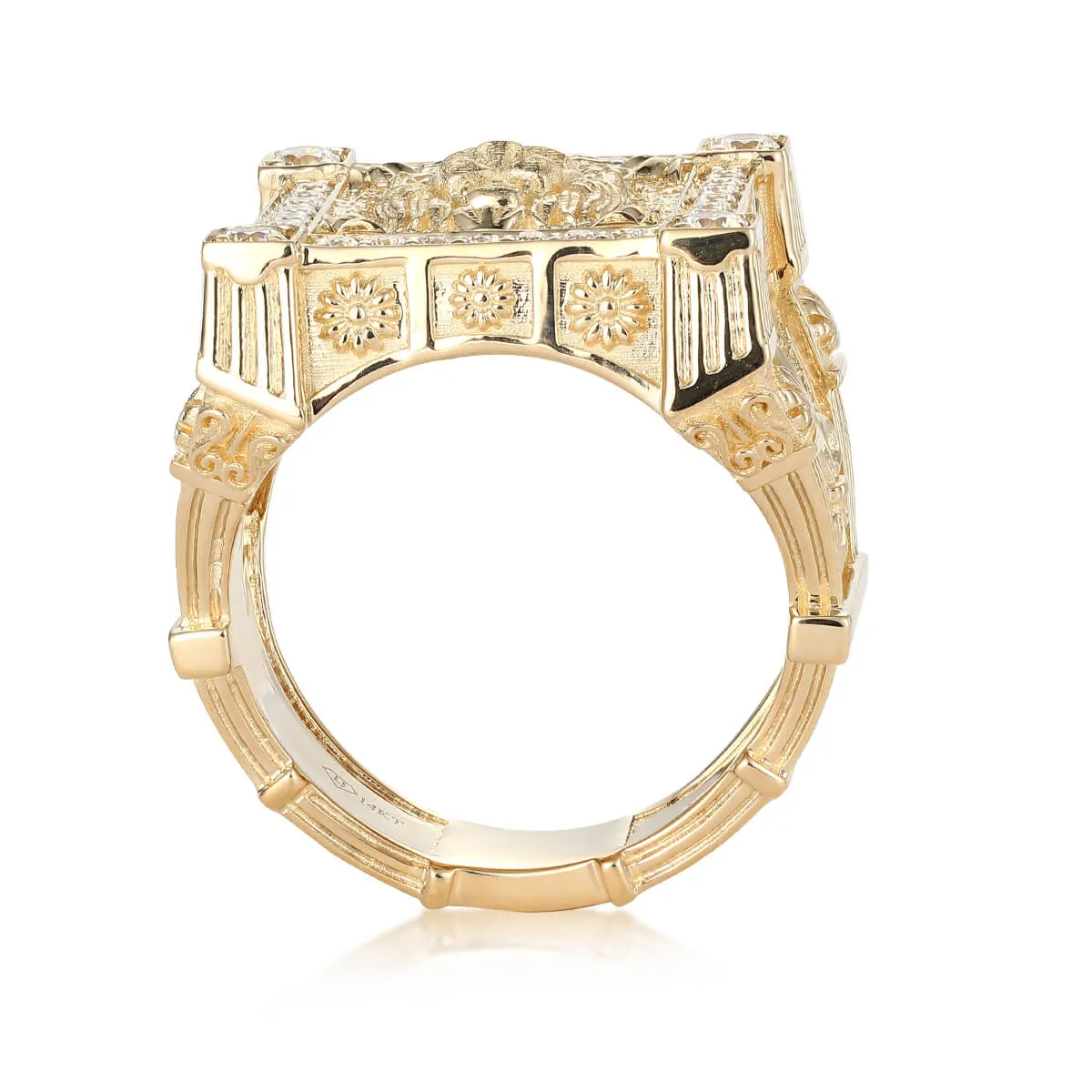 Diamond Border Lion Ring