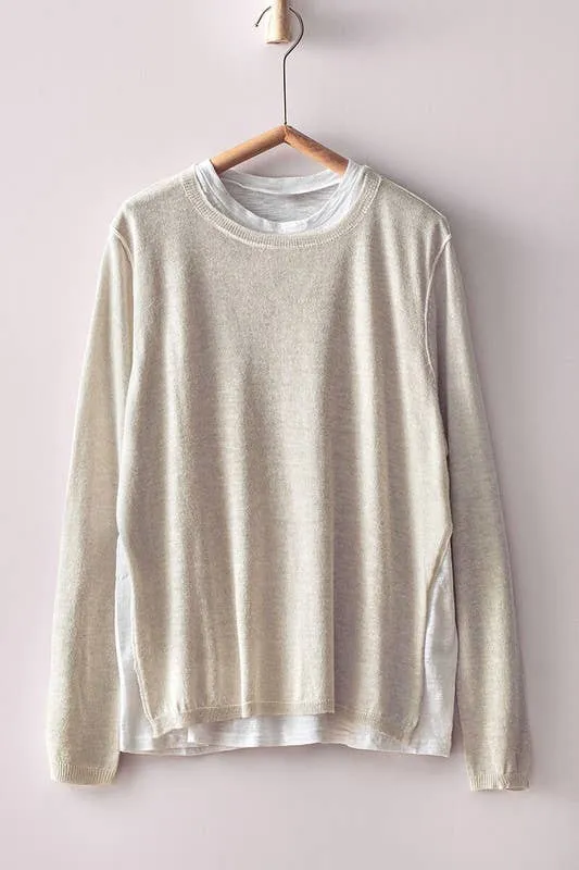 Double Layer Long Sleeve Knit Top