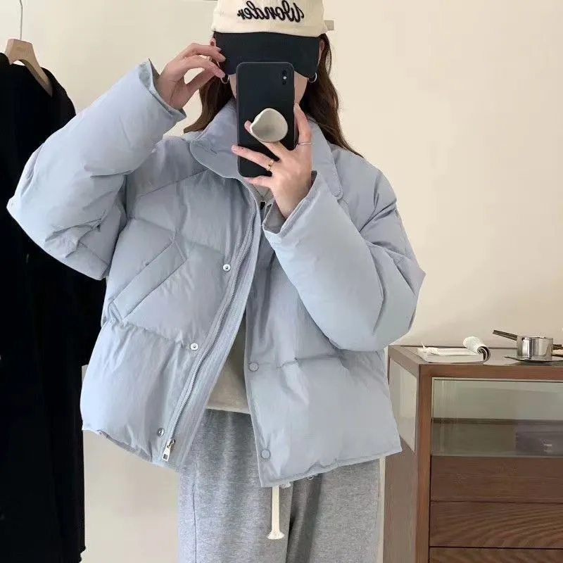 Down cotton clothes women's short 2023 Korean version small solid color fashion bread clothes warm winter coat cotton clothes tide