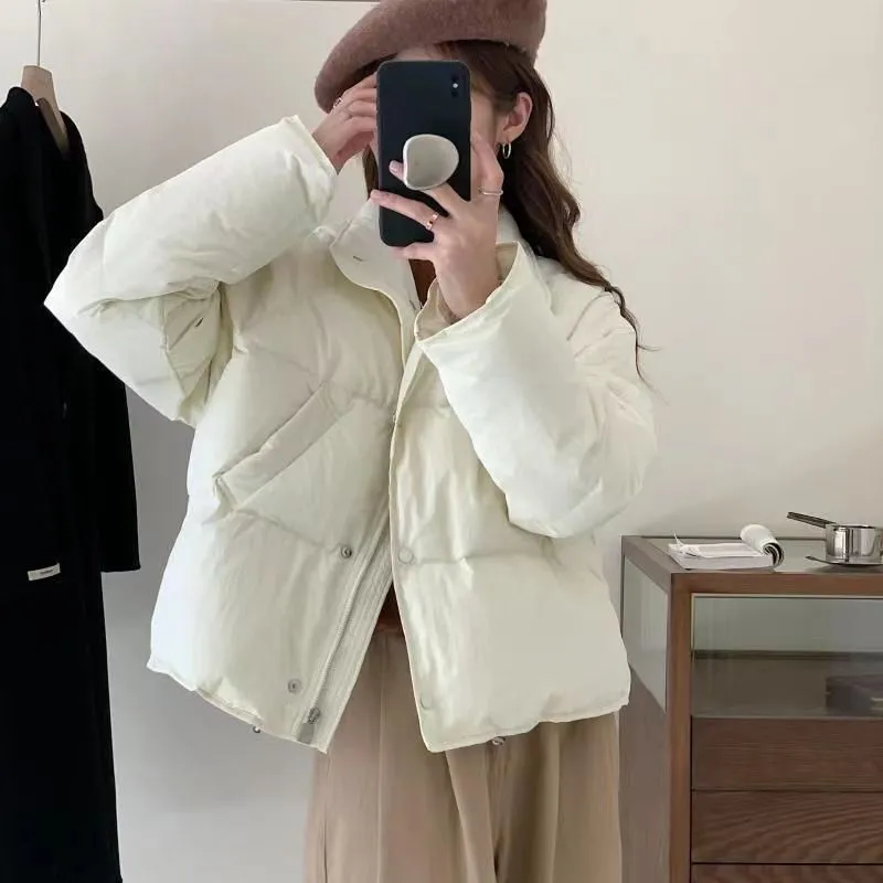 Down cotton clothes women's short 2023 Korean version small solid color fashion bread clothes warm winter coat cotton clothes tide