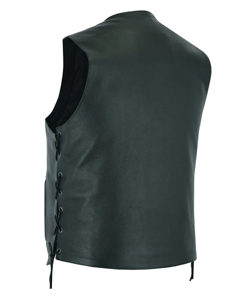 DS100 Men's Ten Pocket Utility Leather Vest