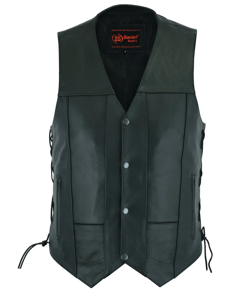 DS100 Men's Ten Pocket Utility Leather Vest