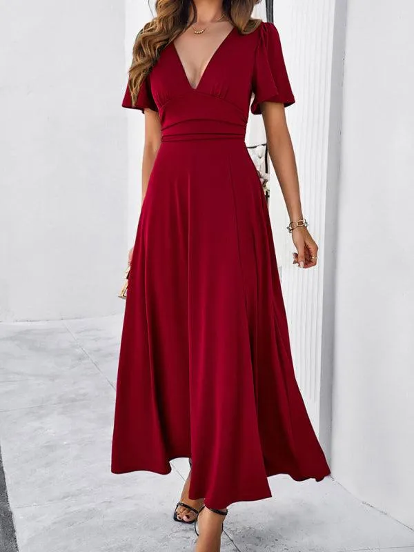 Effortless Chic V-Neck Maxi Dress - Elegant Style for Every Occasion