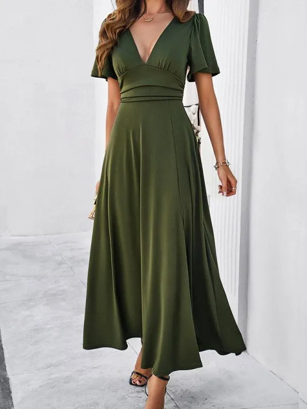 Effortless Chic V-Neck Maxi Dress - Elegant Style for Every Occasion