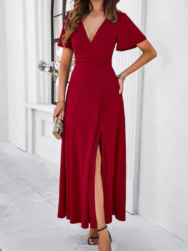 Effortless Chic V-Neck Maxi Dress - Elegant Style for Every Occasion