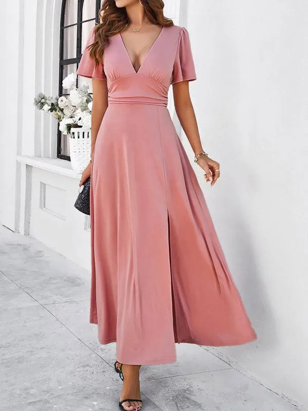 Effortless Chic V-Neck Maxi Dress - Elegant Style for Every Occasion