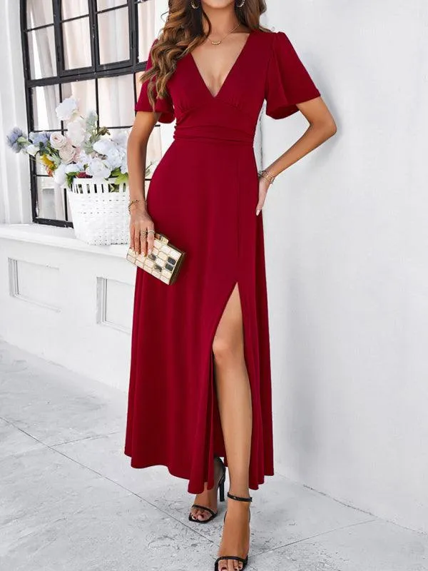 Effortless Chic V-Neck Maxi Dress - Elegant Style for Every Occasion