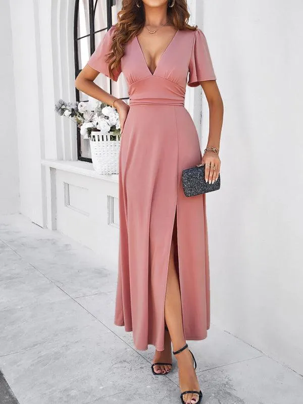 Effortless Chic V-Neck Maxi Dress - Elegant Style for Every Occasion