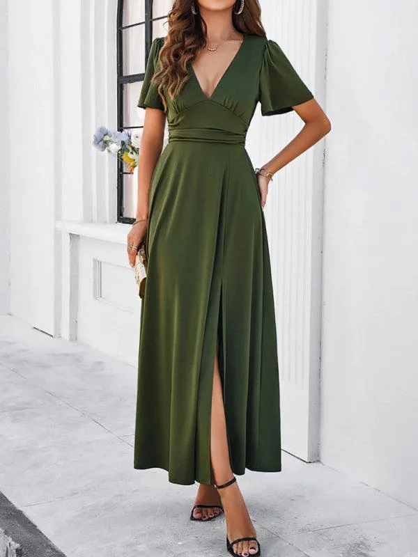 Effortless Chic V-Neck Maxi Dress - Elegant Style for Every Occasion