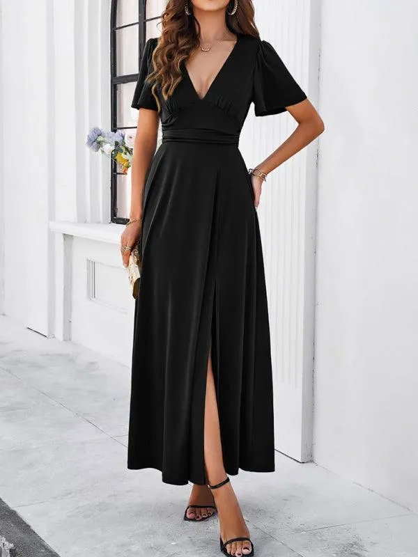 Effortless Chic V-Neck Maxi Dress - Elegant Style for Every Occasion