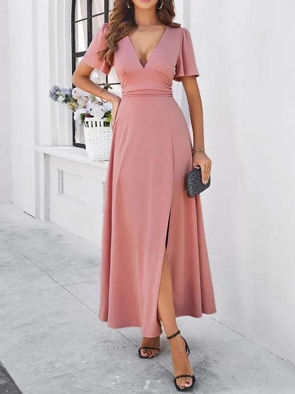 Effortless Chic V-Neck Maxi Dress - Elegant Style for Every Occasion