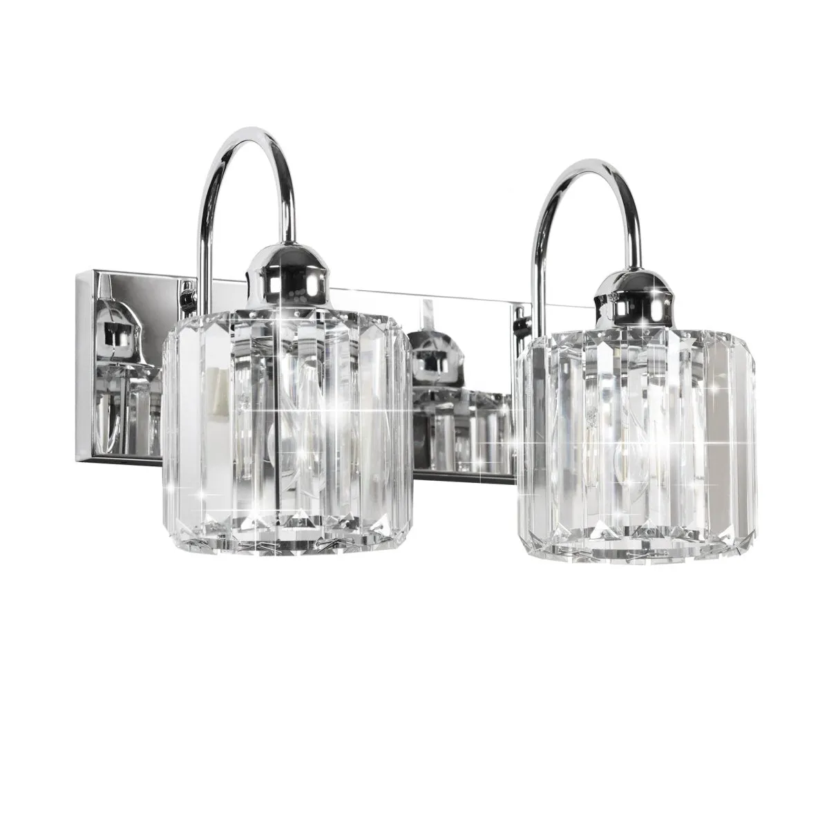 ExBrite 12" 2-Light Vanity Light with Crystal Design, Chrome