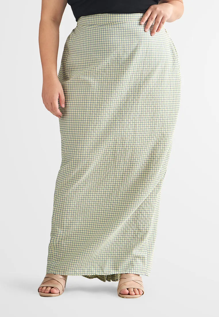 Gigi Gingham Back Fan Long Skirt