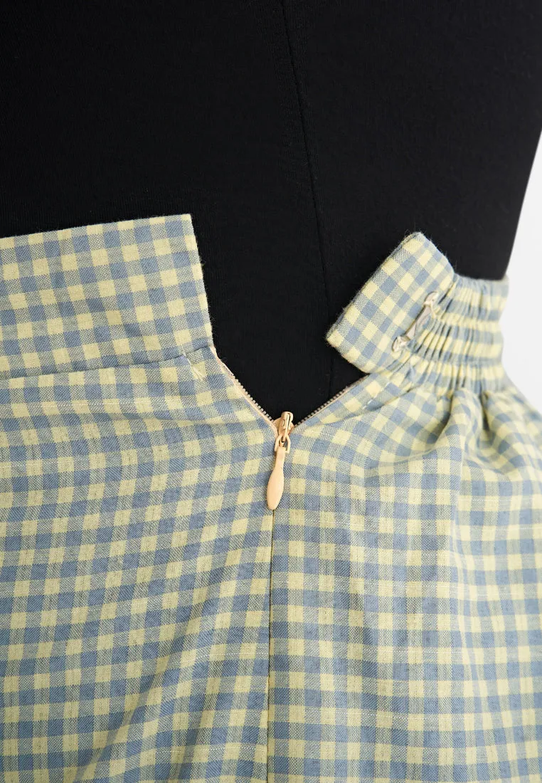 Gigi Gingham Back Fan Long Skirt