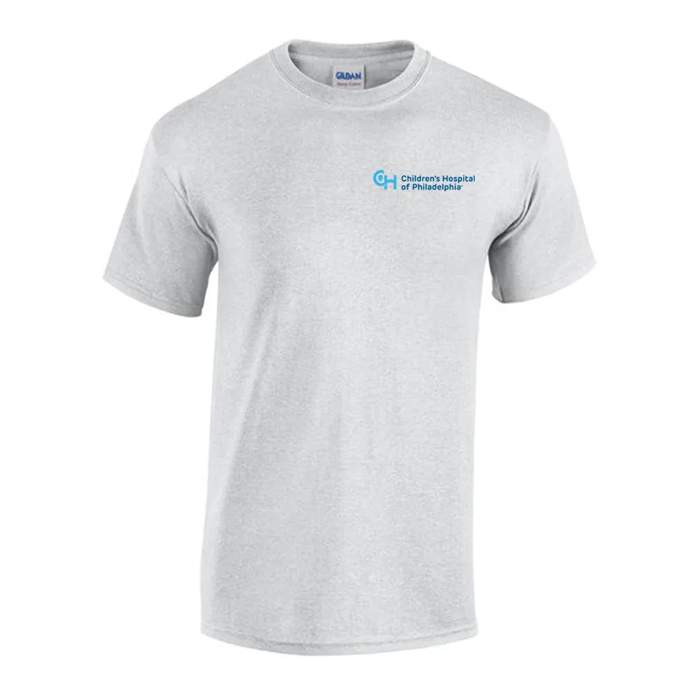 Gildan Adult Heavy Cotton 5.3 oz Neutral Color T-Shirt With Light Blue CHOP Logo