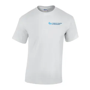 Gildan Adult Heavy Cotton 5.3 oz Neutral Color T-Shirt With Light Blue CHOP Logo