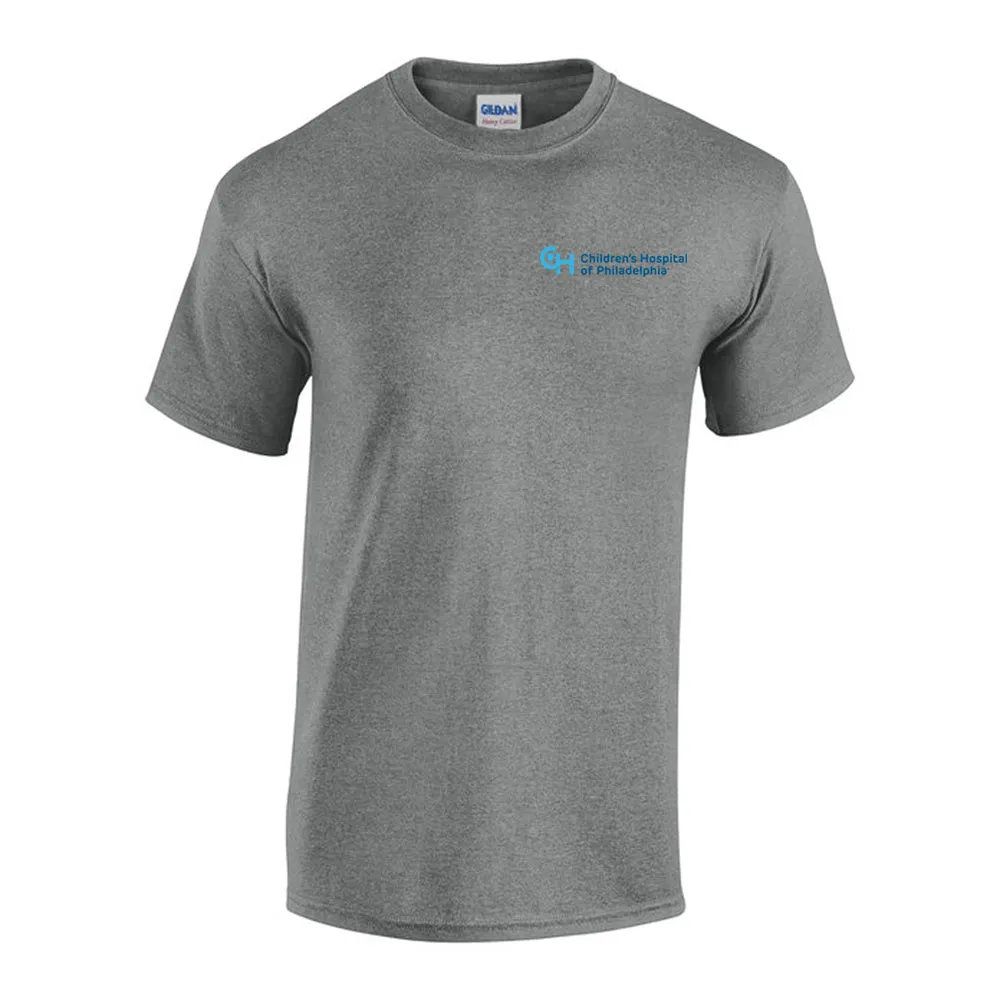 Gildan Adult Heavy Cotton 5.3 oz Neutral Color T-Shirt With Light Blue CHOP Logo