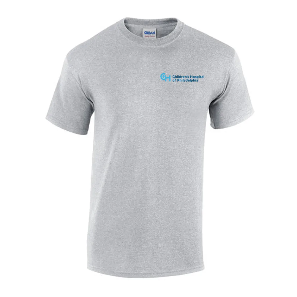 Gildan Adult Heavy Cotton 5.3 oz Neutral Color T-Shirt With Light Blue CHOP Logo