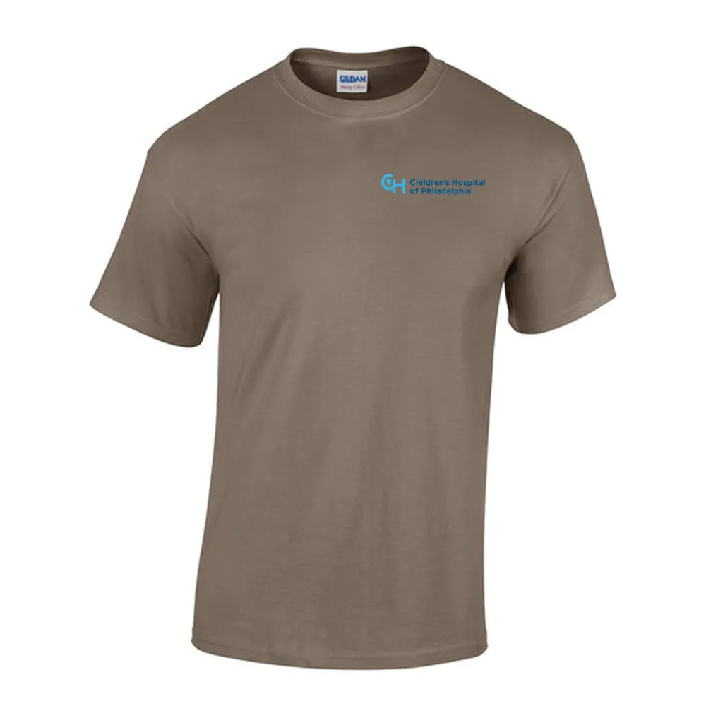 Gildan Adult Heavy Cotton 5.3 oz Neutral Color T-Shirt With Light Blue CHOP Logo