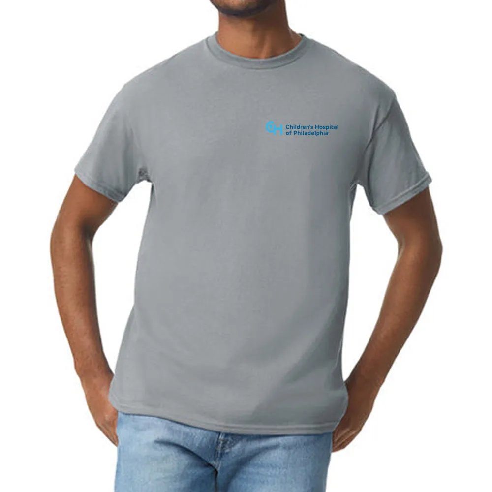 Gildan Adult Heavy Cotton 5.3 oz Neutral Color T-Shirt With Light Blue CHOP Logo