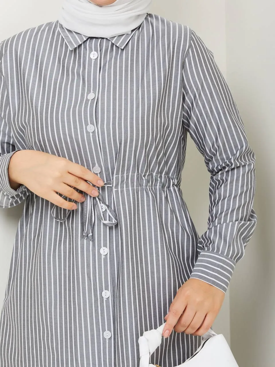 Gray Striped Turkish Top