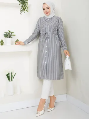 Gray Striped Turkish Top