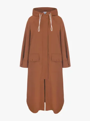 Hooded trench coat in Toffee