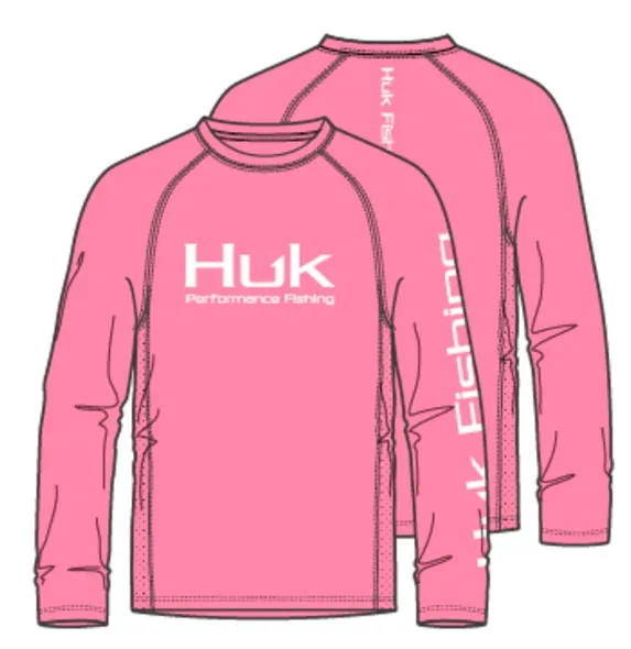 Huk Youth Pursuit Solid Long Sleeve Tech Shirt 2023