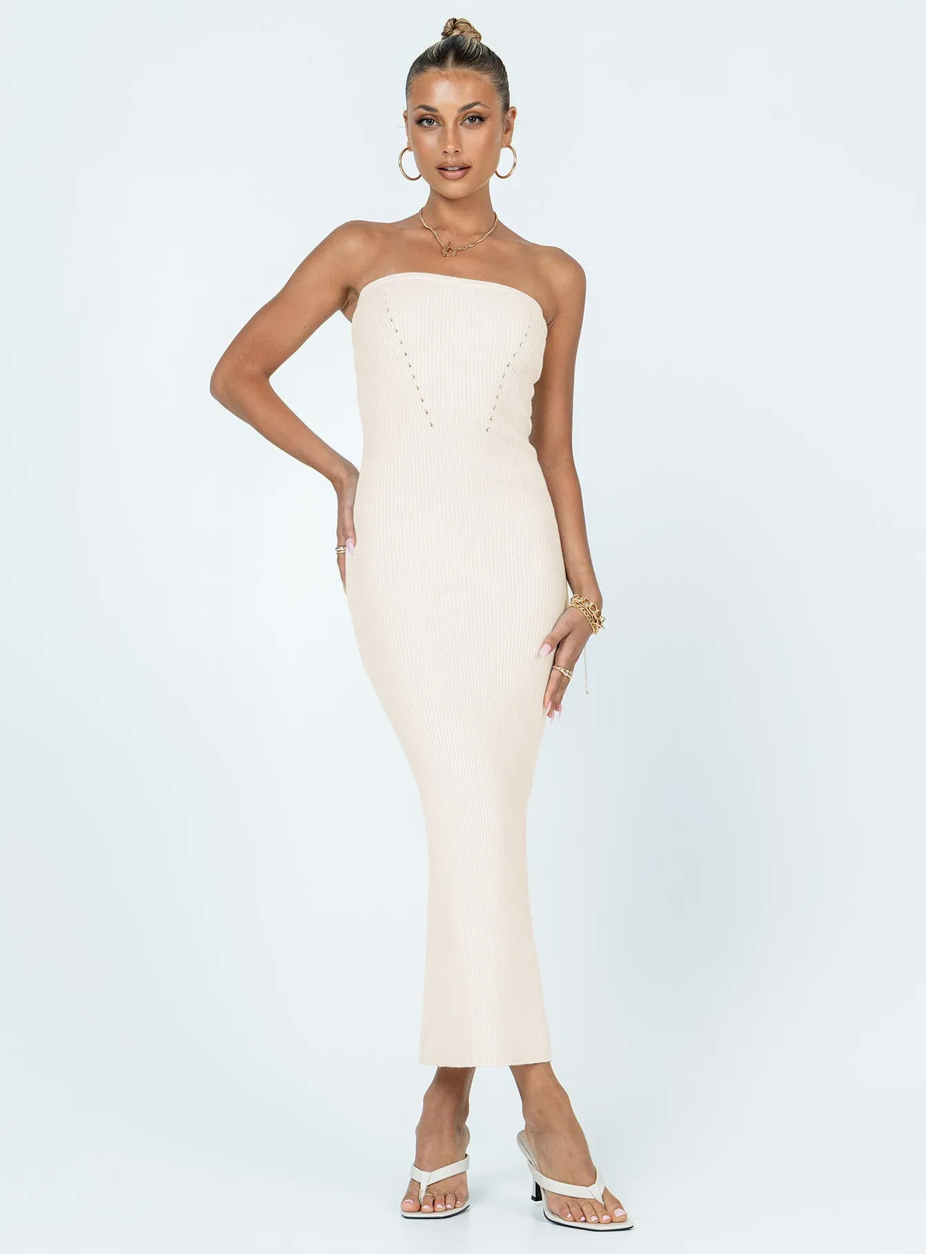 Jayan Strapless Midi Dress White