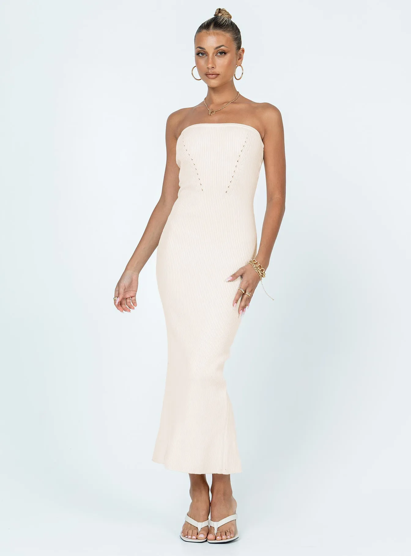 Jayan Strapless Midi Dress White