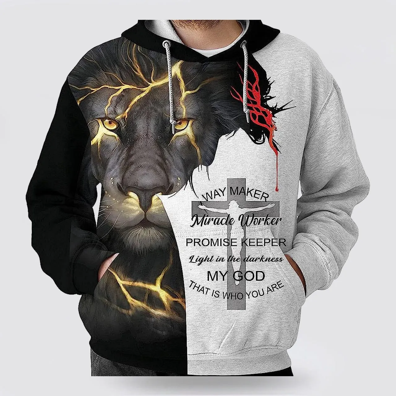 Jesus Lion Way Maker Miracle Worker 3d Hoodies For Women Men - Christian Apparel Hoodies